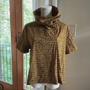 Anthropologie Corey Lynn Calter Leopard Cowl Cotton Top Small EUC